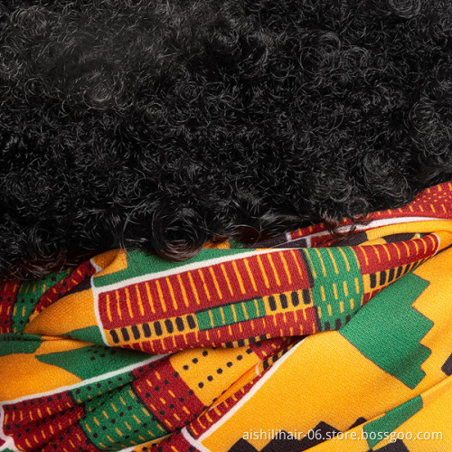 Wholesale price stort black heat resistant fiber afro kinky curly headband wig for black women